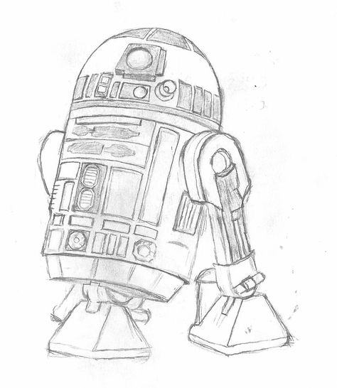 Star Wars Droids Drawing, Star Wars Doodle Art, Star Wars Things To Draw, Star Wars Ship Drawing, Starwars Drawing Ideas Easy, Starwars Sketches Easy, R2d2 Drawing Easy, R2 D2 Drawing, Easy Starwars Drawing