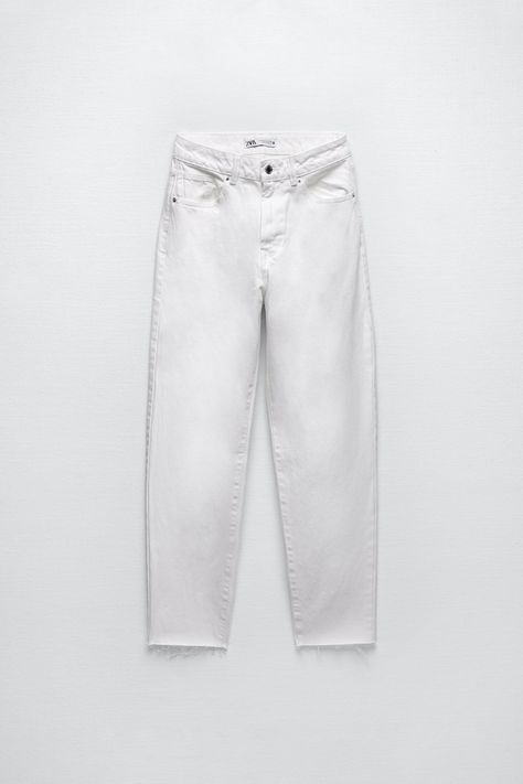 ZARA Z1975 white mom jeans White Mom Jeans, Zara Mom Jeans, Mom Fit Jeans, Rip Mom, Zara United States, High Jeans, Recycled Cotton, High Waist Jeans, Fit Jeans