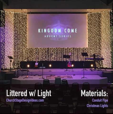 Littered w/ Light Church Conference Decor, Church Wedding Backdrop, Christmas Stage Design Church, Church Backgrounds Stage Design, Modern Church Stage Design, Event Stage Design Ideas, Small Church Stage Design, Conference Stage Design, Wedding Backdrop Stage