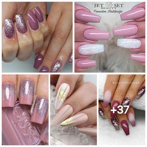 Mauve Color Nail Art Ideas To Look Flawless To The Fingertips Mauve Square Nails, Mauve Ombre Nails Acrylic, Mauve Pink Nails Design, Mauve Nail Ideas, Professional Nail Designs, Mauve Nail Polish, Silver Nail Designs, Pink Nail Colors, Mauve Nails