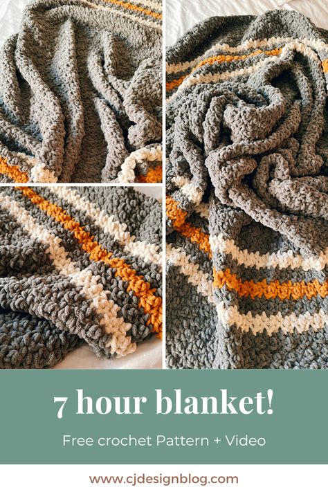 Make a blanket using Bernat Blanket Yarn. Chunky blanket pattern for beginners | CJDesignblog.com Bernstein Blanket Yarn Patterns, Bernat Blanket Yarn Patterns Crochet Easy, 7 Weight Yarn Crochet Blanket Patterns, Bernat Blanket Yarn Blanket Patterns, Easy Chunky Crochet Blanket Free Pattern, Crochet Blanket Stitch Ideas, Chunky Crochet Blanket Pattern Free Afghans, Crochet Baby Blanket Bernat Yarn, Bernard Blanket Yarn Crochet Patterns