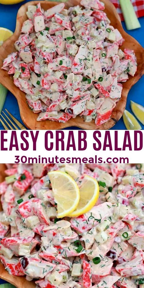 Crab Salad Recipe - 30 minutes meals Easy Crab Salad, Picnic Salad, Crab Salad Recipe, Sea Food Salad Recipes, Crab Dishes, Friends Recipes, Fantastic Recipes, Creamy Dressing, Savory Meals