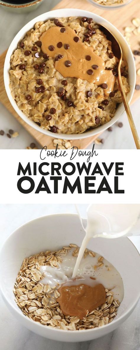 Got 2 minutes? Then, you have time for a healthy breakfast! Make our 2-Minute Microwave Oatmeal. This recipe tastes exactly like chocolate chip cookie dough AND it’s healthy. #oatmeal #easyrecipe #healthybreakfast Cookie Dough Vegan, Microwave Oatmeal, Old Fashioned Oats, Healthy Oatmeal Recipes, Breakfast Oatmeal Recipes, Plats Healthy, A Healthy Breakfast, Dessert Party, Healthy Oatmeal