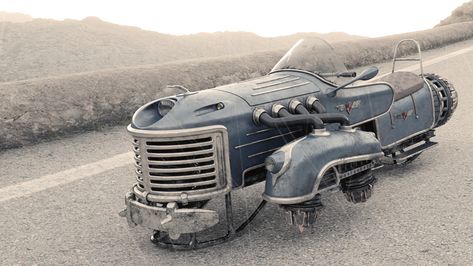 Dieselpunk Vehicles, Hover Bike, Hover Car, Steampunk Vehicle, Flying Car, Retro Futuristic, Futuristic Cars, Vehicle Design, Retro Futurism