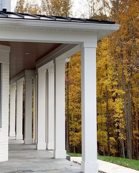 Affordable Ways to Upgrade Your Front Porch Columns - Beneath My Heart Porch Post Ideas, Front Porch Posts, Porch Pillars, House Columns, Exterior Columns, Front Porch Columns, Porch Kits, Decorative Columns, Square Columns