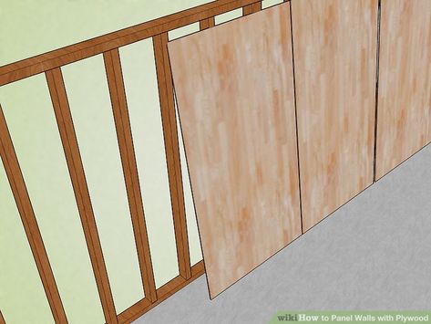 Image titled Panel Walls with Plywood Step 3 Plywood Walls Ideas Interior Design, Wall Panel Ideas, Plywood Wall Paneling, Pallet Deck Diy, Panel Walls, Panel Ideas, Plywood Interior, Plywood Walls, Wooden Wall Panels