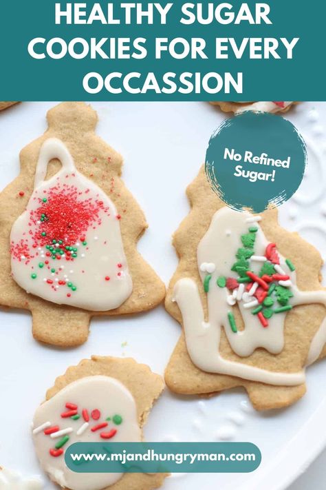 Healthy Cutout Cookie Recipe, Clean Christmas Cookie Recipes, Healthy Cookie Frosting, Healthy Royal Icing Recipe, Healthy Christmas Cookies Clean Eating, Refined Sugar Free Christmas Cookies, Clean Sugar Cookie Recipe, Zero Sugar Cookies, Low Sugar Cookies For Kids