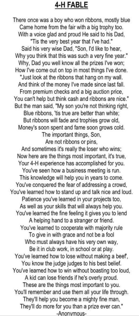 4-H was the best for me.. The memories, lessons, projects, people... Shaped my life! 4 H Officer Installation Ideas, 4h Clipart, 4 H Meeting Activities, 4-h Ideas, 4h Project Ideas Cloverbuds, 4-h Buyer Thank You Letters, Fair Week 4-h Quotes, Livestock Show Awards Ideas, 4 H Project Ideas