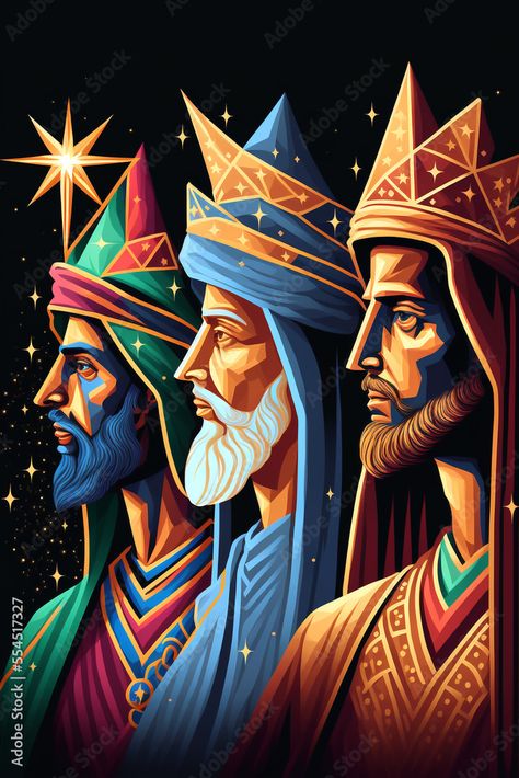 Three Wise Men Illustration, Wise Men Illustration, Epiphany Celebration, Happy Three Kings Day, Christmas Skits, Men Illustration, Three Magi, The Three Wise Men, 3 Kings