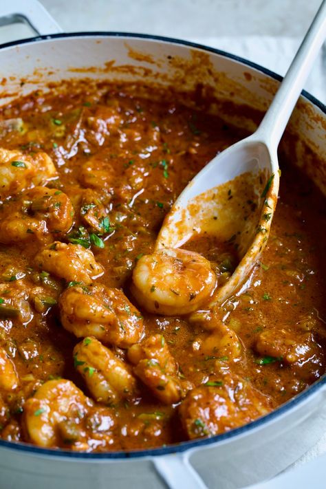 Sharing The Best Shrimp Creole recipe!  I’ve been making this Shrimp Creole recipe for clients for as long as I’ve been a personal chef, and it's always a hit! This beloved New Orleans dish is super easy to make, doesn't require a roux, and can be on the table in about 45 minutes for a taste of the Big Easy any night! Creole Shrimp Stew, Seafood Jambalaya Recipe New Orleans, Shrimp Creole Soup, Shrimp Guisado Recipe, Minced Shrimp Recipe, New Orleans Restaurant Recipes, Lump Crab And Shrimp Recipes, Shrimp And Grits With Sausage, Cajun Shrimp Stew