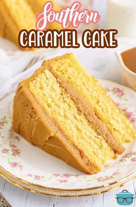 Southern Caramel Cake Recipe Easy, No Cook Caramel Frosting, Vanilla Cake Caramel Frosting, Caramel Sponge Cake Recipes, Carmel Sheet Cake Recipe, Carmel Cake Recipe Homemade, Classic Southern Caramel Cake, Caramel Cake Frosting, Easy Caramel Cake