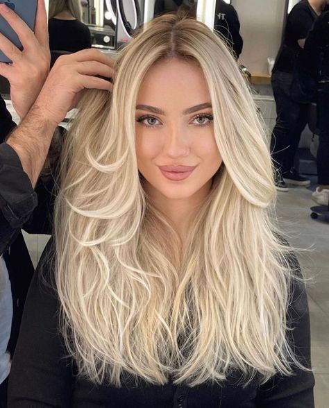 Long Flowy Feathered Hairstyle Long Layered Hair, Trendy Layered Hairstyles, Blonde Layers, Shoulder Hair, Long Layered Haircuts, Hair Done, Long Blonde, Haircuts For Long Hair, Feathered Hairstyles