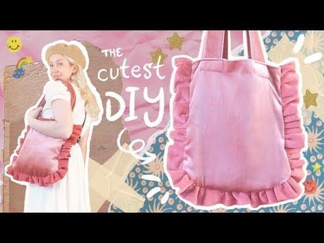 How to Make a Ruffled Tote Bag || DIY BYE || trendy thrift flip upcycle - YouTube Ruffle Bag Tutorial, Ruffle Bag Pattern, How To Sew Ruffles, Canvas Tote Bag Diy, Upcycle Bag, Ruffle Tote Bag, How To Make A Ruffle, Sewing Ruffles, Ruffle Bag