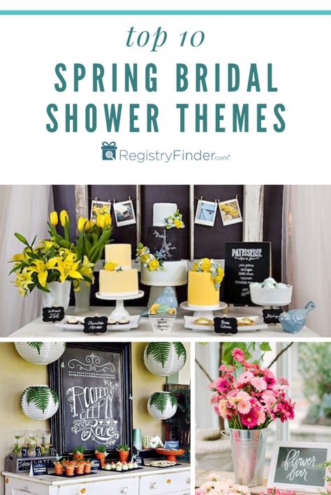 Bridal Shower Lunch Themes, Bridal Shower Color Schemes Summer, Spring Wedding Showers, Wedding Shower Garden Theme, Fun Bridal Shower Themes Cute Ideas, Trending Bridal Shower Ideas, Household Shower Themes, Bridal Shower Design Decor, Spring Bridal Shower Food Ideas