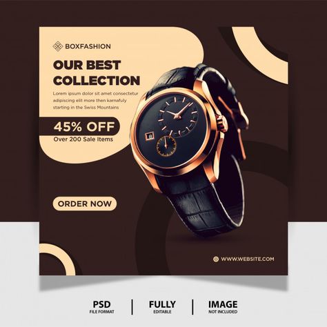 Product Social Media Post, Watch Poster, Banner Design Inspiration, Social Media Advertising Design, Social Media Poster, Social Media Design Inspiration, Banner Template Design, Social Media Advertising, Chocolate Color