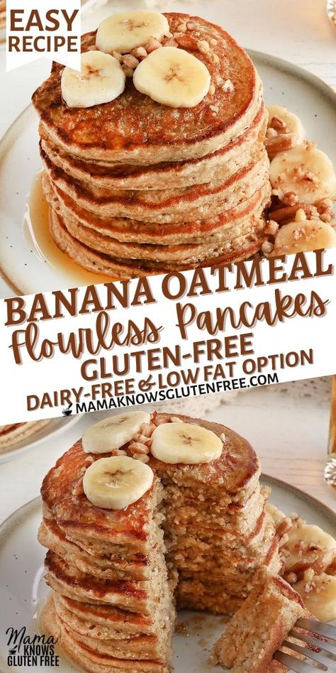 Banana Oatmeal Recipes Healthy, Healthy Pancake Recipes Dairy Free, Gluten Free Oat Pancake Recipe, Gluten Free Dairy Free Banana Pancakes, Oats Pancakes Recipe, Flourless Pancakes Healthy, Natural Food Recipes Healthy Eating, Healthy Breakfast Gluten Free Dairy Free, Low Fat Paleo Recipes