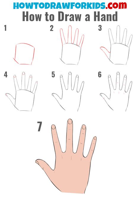 How to draw a hand easy for kids Drawing Hands For Beginners, How To Draw Hands Cartoon, Ways To Draw Hands, How To Draw Hands Easy, Draw Anatomy, Easy Hand Drawings, Hands Tutorial, Easy Drawing Steps, Draw Hands