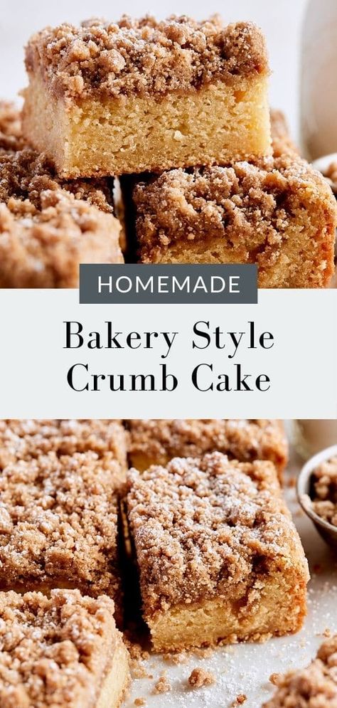 This New York-style crumb cake with sour cream is equal parts soft, moist cake and buttery crumb topping. Perfect for breakfast or dessert! Cake With Sour Cream, Family Dessert Recipes, Bakery Style Blueberry Muffins, Blueberry Crumb Cake, Crumb Coffee Cakes, Breakfast Coffee Cake, Crumb Cake Recipe, Sour Cream Coffee Cake, Seasonal Desserts