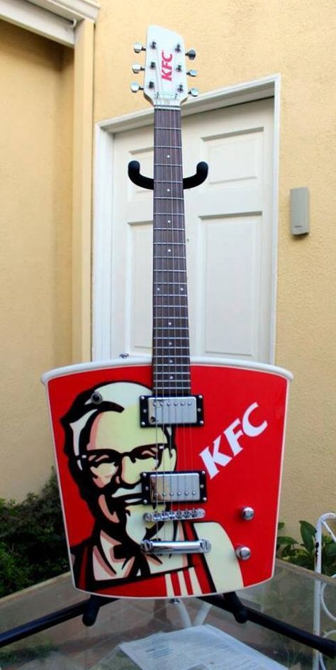 KFC Guitar Jam Room, Funny Guitar, Electric Guitar Design, Guitar Obsession, Custom Electric Guitars, Unique Guitars, Cool Electric Guitars, Beautiful Guitars, Custom Guitar