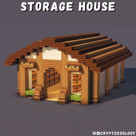 Storage House for Minecraft! Works on both Java and Bedrock. Tutorial is on my YouTube! Useful Things To Build In Minecraft, Minecraft Flat Roof Design, Chest House Minecraft, Small Minecraft Building Ideas, Minecraft Magazine Ideas, Minecraft Unique Builds, Minecraft Builds Survival, Minecraft Tiny House Ideas, Minecraft Mailbox Ideas