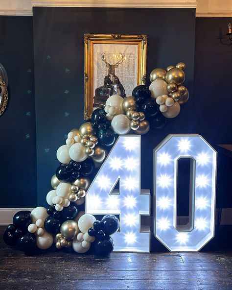 40th birthday party! 🖤💛 Set up 1 of 3 today✨ @sparklebrightlights thank you as always for the lights! #partyideas #balloons #balloondecor #bubbleballoons #balloondecoration #birthdayparty #birthdaydecor #kentbusiness #londonbusiness #smallbusiness #smallbusinessowner #balloonideas #balloonstylist #balloondecorations #balloondesign #1stbirthday #1stbirthdayparty #discoverunder5k #discoverunder10k #discoverunder1k Masculine 40th Birthday Party Ideas, 40th Birthday Balloons For Men, Mens 40th Birthday Ideas, Men 40th Birthday Ideas, Men 40th Birthday Ideas Man Party, 40th Birthday Balloons, Husband 40th Birthday, 40th Birthday Men, 50 Birthday