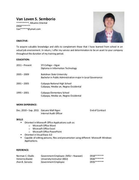 Sample Resume for OJT Cv Resume Sample, First Job Resume, Basic Resume Examples, Resume Simple, Job Resume Format, Sample Resume Format, Free Resume Examples, College Resume, Job Resume Samples