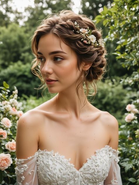 #hairstyling #hairextensionsupplier #graduation #graduationphotos #gradphotos #ugeathair #ugeat #ugeathairextensions #hairextensions #poolhairstyle #beachhairstyle #curlyhairstyles #longhair #beautifulhair Wedding Updo Face Framing, Wedding Hairdo With Flowers, Garden Wedding Hairstyles Brides, Flowers In Brides Hair, Wedding Hairstyles Round Face, Braid Bridal Hairstyles, Wedding Hair Styles Bride, Wedding Hairstyles Flowers, Wedding Hair With Flowers