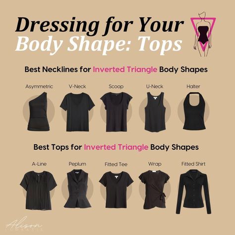 Inverted Triangle Bottoms, Best Tops For Inverted Triangle Shape, Dressing For Your Body Shape, Outfits For Inverted Triangle Shaped Women, Tops For Inverted Triangle Shape, Maxi Skirt Ideas, Inverted Triangle Body Shape Fashion, Triangle Outfits, Inverted Triangle Body Shape Outfits