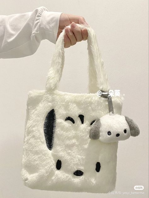 Pochacco Things, Sanrio Outfits, Sanrio Clothes, Sanrio Bag, Hello Kitty Items, Pretty Bags, Cute Stuffed Animals, Sanrio Characters, Cute Bags