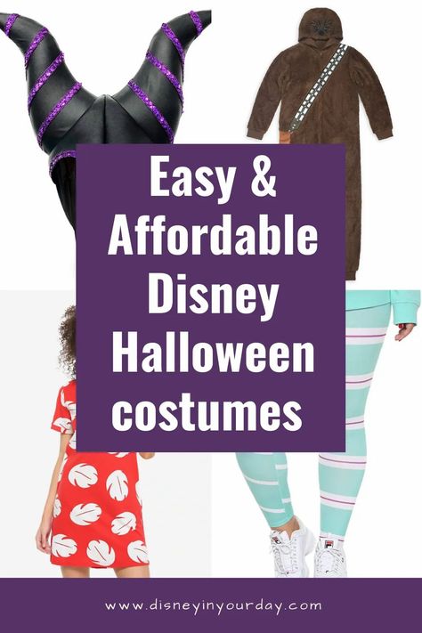 Easy and affordable Disney Halloween costumes for adults - need an easy Disney Halloween costume this year and don't want to break the bank? These pieces are instantly recognizable, comfy and easy to wear, and affordable! Disney in your Day #disneycostumes #disneyhalloween #disneyhalloweencostumes #halloweencostumes #disneyinyourday #disneyathome #disneyforadults Diy Disney Costumes For Adults, Disney Characters Costumes Diy Women, Simple Disney Costumes For Women, Easy Disney Costumes For Adults, Disney Character Costumes Diy, Halloween Costumes Disney Villians, Disney Villans Costumes For Women, Disney Diy Costumes Women, Easy Disney Character Costumes