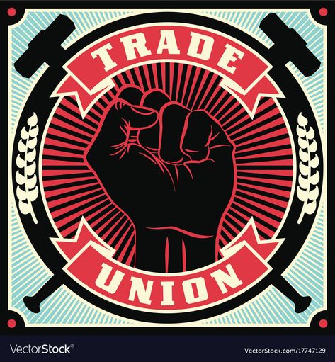 Union Logo Design, Union Logo, Collective Bargaining, Vintage Poster Design, Trade Union, Retro Vector, Illustration Vintage, Retro Illustration, Health And Safety