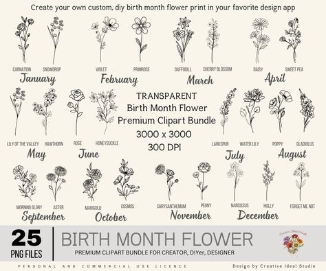 April Month Flower, Birth Flower By Month, April Birth Month Tattoo, Birth Flowers By Month, Month Flowers Tattoos, May Birth Flower, April Flower Tattoo, Birth Flower, January Birth Flower Tattoo