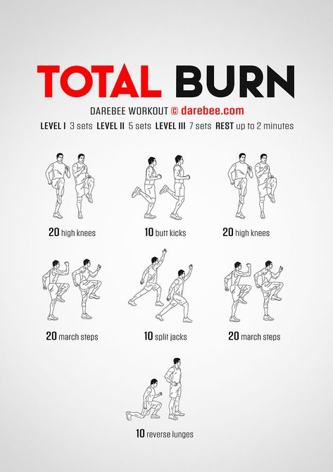 Total Burn Workout Cardio Workout For Men, Mens Cardio Workout, Darebee Workout, Aerobic Workout, Home Cardio, Army Workout, Burn Workout, Workouts For Beginners, Mini Workouts