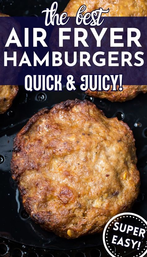 Get ready to bite into the juiciest Air Fryer Hamburgers you've ever had! Whether you prefer your patties medium rare or well done, our guide has got you covered. Discover the perfect cook time and temp to achieve burger bliss. Plus, we've got a gluten-free option for everyone to enjoy. Say hello to your new favorite way to cook burgers – quick, delicious, and perfect every time! Air Fryer Hamburgers, Reheat Turkey, Homemade Cheeseburgers, Juicy Burgers, Recipes Pork, Burger Seasoning, Frozen French Fries, How To Cook Burgers, Air Fryer Oven Recipes