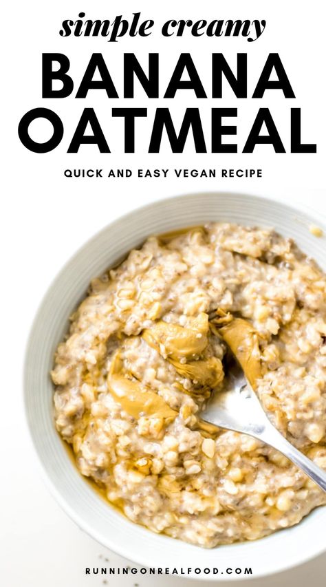 Ready in 10 minutes, this simple, creamy stovetop banana oatmeal is perfect anytime you want a warm and healthy way to start the day. Banana Oatmeal Recipe, Healthy Oatmeal Recipes, Healthy Vegan Breakfast, Healthy Oatmeal, Oatmeal Breakfast, Banana Oatmeal, Idee Pasto Sano, Vegan Recipe, Oatmeal Recipes