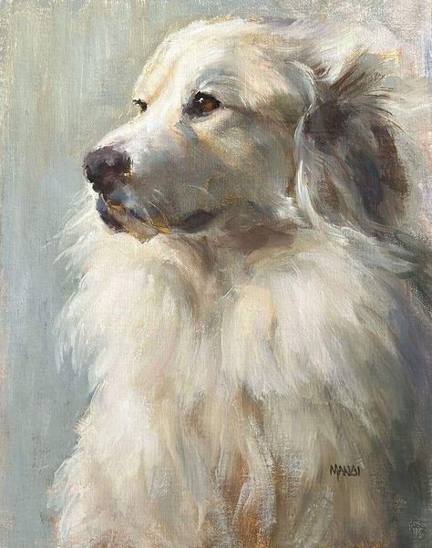 Great Pyrenees Painting, Dog Portraits Painting Oil, Dog Commission, Artists Room, Jennifer Gennari, Oil Painting Basics, Dog Portraits Illustration, Pet Portraiture, Pet Portrait Paintings