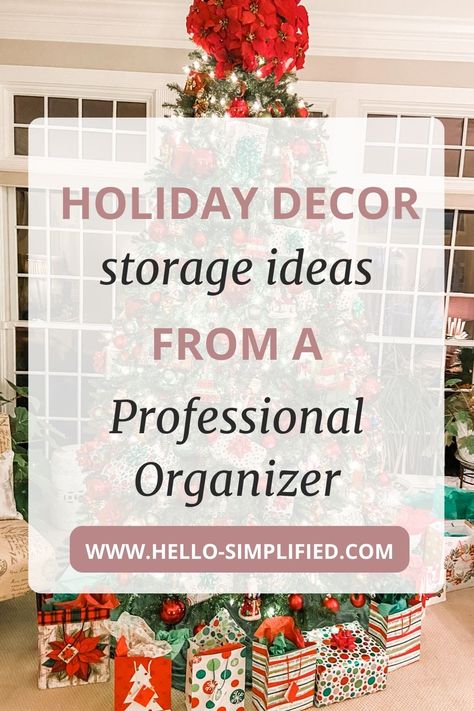 You may think that how you’ll store your holiday decor is something to worry about after the season wraps up, but we are here to tell you to reverse that mindset. Why? Because storing your decor in a well-organized, thoroughly-labeled, and preserving way can take off loads of stress when it’s time to deck the halls. We at Hello Simplified have compiled a list of organization tips we use with our clients to help your holidays go off without a hitch. So read ahead for our simplified tips! Storing Holiday Decor Storage Ideas, Holiday Decor Storage Ideas, Store Holiday Decorations, Holiday Decor Storage, Decor Storage Ideas, Organization Lists, Holiday Storage, Christmas Organization, Decor Storage