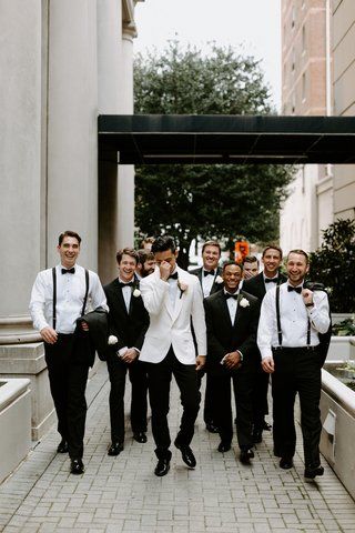 Ivory Groomsmen Attire, Groomsmen Attire Tuxedo, Groomsmen Photography, Groomsmen Style, Men Standing, Wedding Groomsmen Attire, Groomsmen Tuxedos, Grooms Men, Hotel Photography