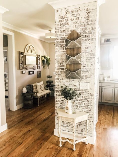 How to do a Faux Brick Wall - Pretty Little Style Blog - Fashion + Lifestyle Diy Faux Brick Wall, Brick Wall Living Room, Faux Brick Wall Panels, Fake Brick, Faux Brick Wall, Brick Accent Wall, Brick Wall Paneling, Brick Interior Wall, Brick Interior