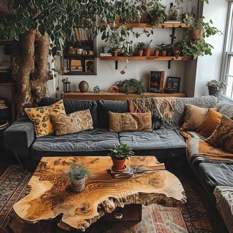 Industrial Home Design Living Room, Living Room Inspiration Industrial, Industrial Eclectic Decor, Copper Interior Design, Industrial Boho Living Room, Warm Industrial Living Room, Industrial Modern Decor, Eclectic Industrial Decor, Industrial Boho Decor