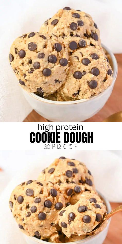 High Protein Cookie Dough Protein Balls Cookie Dough, High Protein Protein Balls, Cookie Dough Balls Healthy, Protein Sides, High Protein Balls, Protein Cookie Dough Balls, High Protein Cookie Dough, Protein Cookie Dough Recipe, Cookie Dough Protein Balls