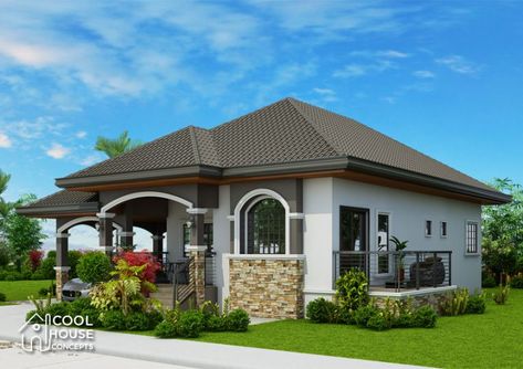 Elegant One Storey Elevated Home Plan - Cool House Concepts Elevated Home Plans, 5 Bedroom House Floor Plan, Bungalow House Floor Plans, Small House Architecture, Bedroom Bungalow, Elevated Home, Bungalow Style House, Three Bedroom House Plan, One Storey House