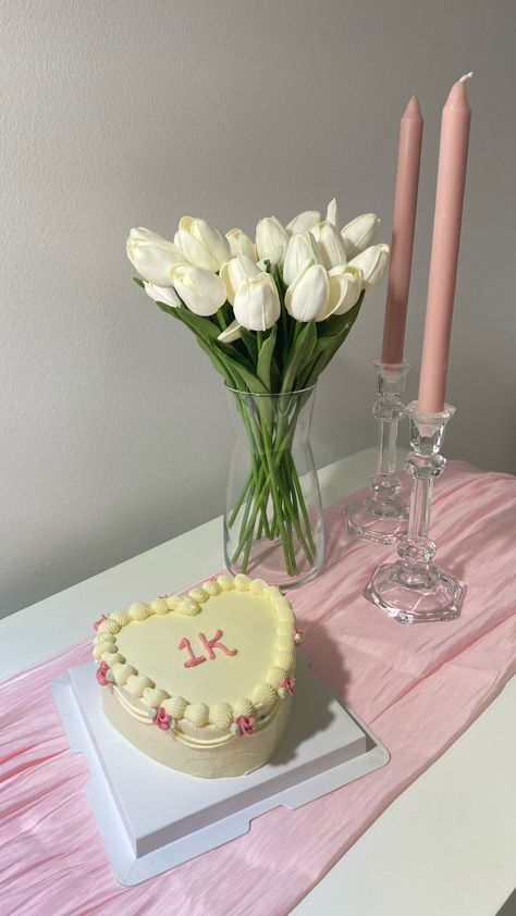 #eventplanners #decor #homebusinessideas #tulips #pink #cake 1k On Instagram, 1k Tiktok Followers, 1k Followers Aesthetic, 10k Followers Cake, 2025 Vision Board Pink, 1k Followers Instagram, Aesthetic Birthday Decoration Ideas, 1 K Followers, 1k Instagram Followers