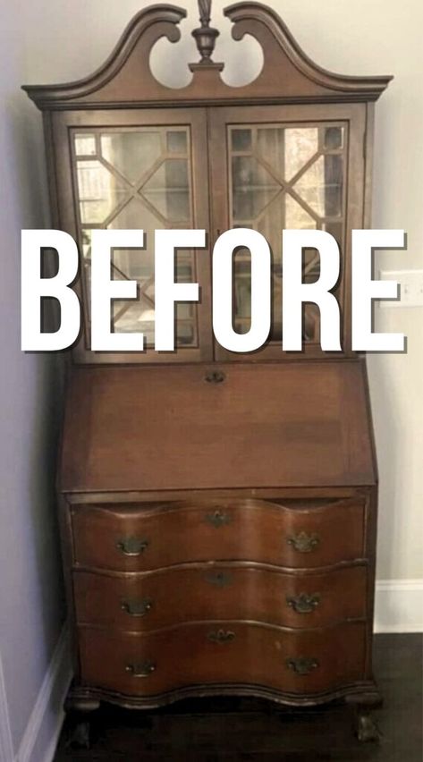 How to Refinish Wood Furniture Restaining Wood Furniture, Mahogany Bedroom Furniture, Secretary Desk Makeover, Refinish Wood Furniture, Vintage Secretary Desk, Cherry Wood Furniture, Maple Furniture, Ethan Allen Furniture, How To Varnish Wood