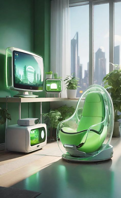 solarpunk interior design Frutiger Aero Interior, Aero Frutiger, Futuristic Home Design, Futuristic Living Room, Artistic Room, Green Interior Design, Future Buildings, Frutiger Aero, Photo Wall Collage