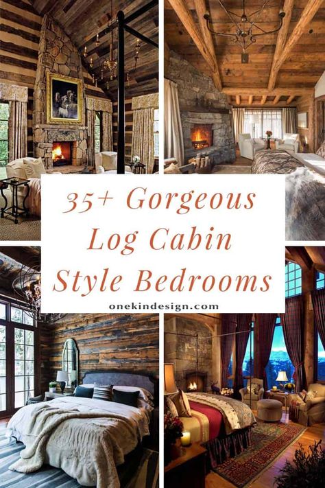 Cabin Style Bedroom, Log Cabin Bedrooms, Log Home Bedroom, Rustic Cabin Bedroom, Log Cabin Bedroom, Cabin Bedroom Decor, Log Cabin Style, Cabin Interior Design, Log Cabin Living