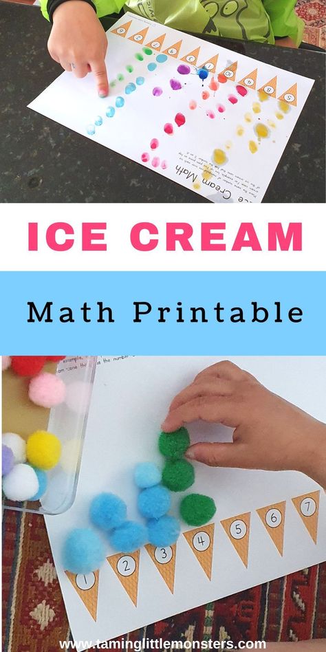 Ice Cream Counting Activity, Summer Food Preschool Craft, Summertime Theme Preschool, Math Ice Cream Activities, Should I Share My Ice Cream Activities Preschool, Math Projects Preschool, Ice Cream Numbers Free Printable, Summer Theme Math Activities Preschool, Summer Math Preschool