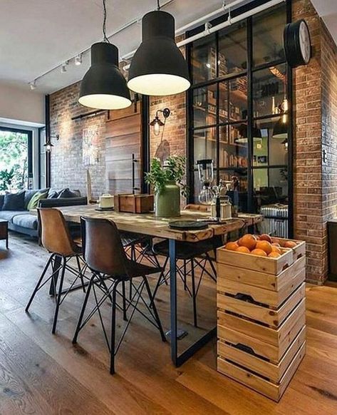 The raw attractiveness of industrial interior design Industrial Bedroom Furniture, Industrial Decor Living Room, Industrial Home Design, Industrial Kitchen Design, Easy Diy Decor, Industrial Bedroom, Industrial Living, Industrial Livingroom, Industrial Interior Design