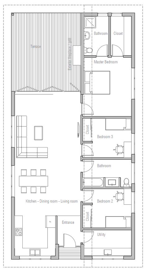 House Plan CH319, three bedrooms home plan House Plan Three Bedroom Two Bath Open Floor Plan, Three Bed Two Bath House Plans, Open Concept 2 Bedroom Floor Plan, 2floor House Plan, 3 Bedroom Open Concept House Plans, 1350 Sq Ft House Plans 3 Bedroom, Floor Plan 3 Bedroom 2 Bath, 1 Floor House Plans 3 Bedroom, Small House Floor Plans 2 Bedroom 2 Bath