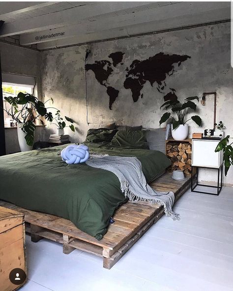 Studio Urban Jungle Bedroom, Urban Bedroom, Jungle Bedroom, Bedroom Green, Rustic Bedroom, Room Inspiration Bedroom, Room Ideas Bedroom, Dream Rooms, Aesthetic Bedroom